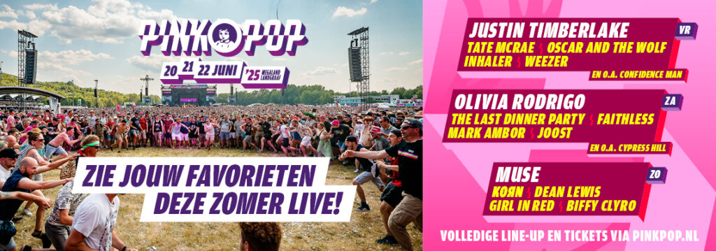 Pinkpop festival met populaire artiesten en livemuziek.