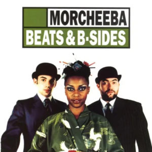Morcheeba albumcover met drie bandleden.