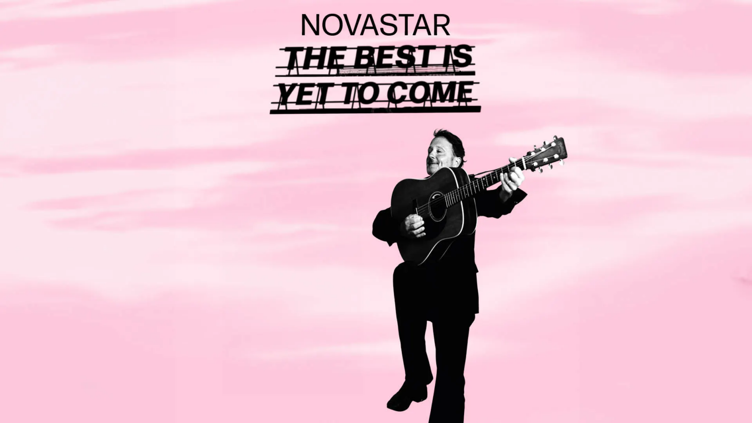 Gitarist op roze achtergrond met tekst "Novastar The Best...