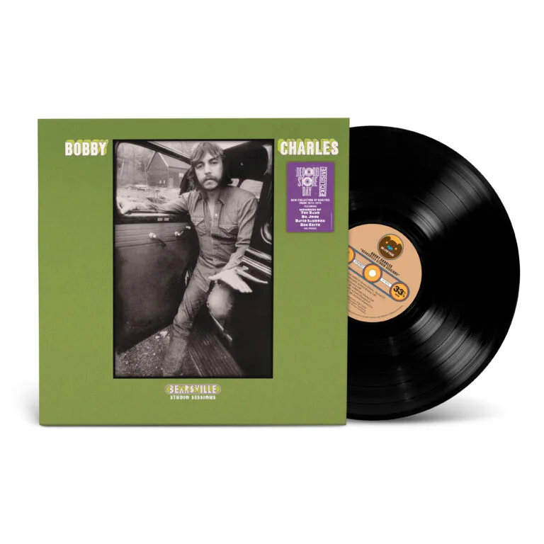 Vinylplaat met albumhoes Bobby Charles groene achtergrond.
