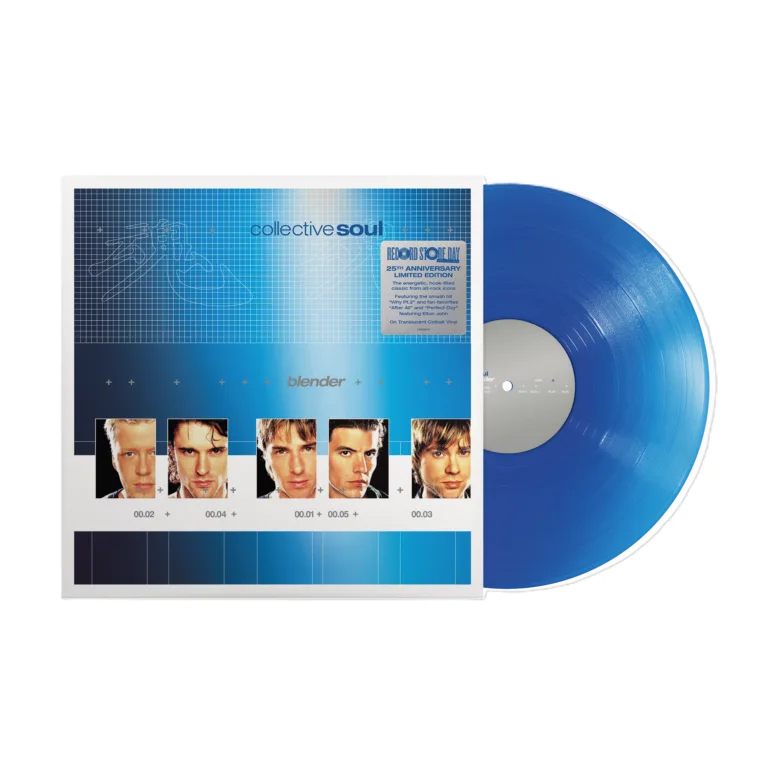 Collective Soul albumhoes met blauwe vinylplaat.