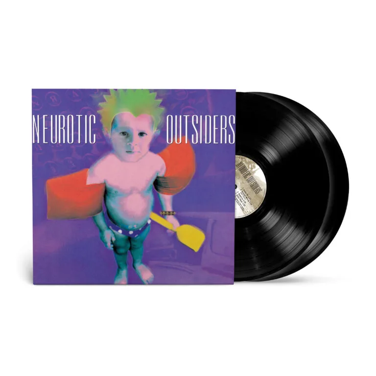 Neurotic Outsiders albumhoes met kleurrijke illustratie.